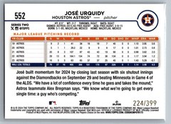 2024 Topps #552 José Urquidy Aqua Crackle Foil #/399