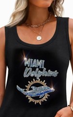 IRON ON TRANSFER Miami Dolphins Crystal Rhinestones 8×9 inches For Tshirt