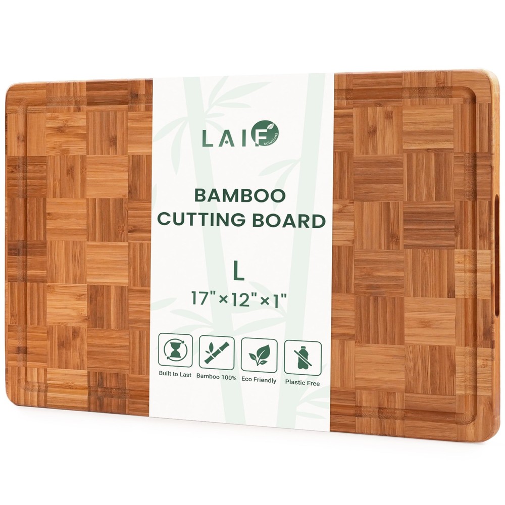 LAIF Premium Bamboo Cutting Board with Juice Groove – 17&Prime;L x 12&Prime;W, Natural