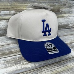 Los Angeles Dodgers &rsquo;47 Brand Hitch Mens Hat OSFA Creme Blue Snapback MLB NEW