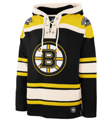 Boston Bruins &rsquo;47 Brand Black Superior Lacer Pullover Hoodie