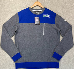 NWT Nike Men&rsquo;s Seattle Seahawks NFL Crew Neck Sweatshirt Gray Blue Long Sleeve L