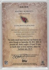 2012 Topps Valor Centurion 122/500 Andre Roberts #CA-AR Auto 0af