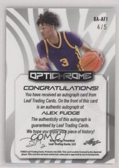 2022-23 Leaf Optichrome Rainbow Prismatic 4/5 Alex Fudge #BA-AF1 Auto v7j
