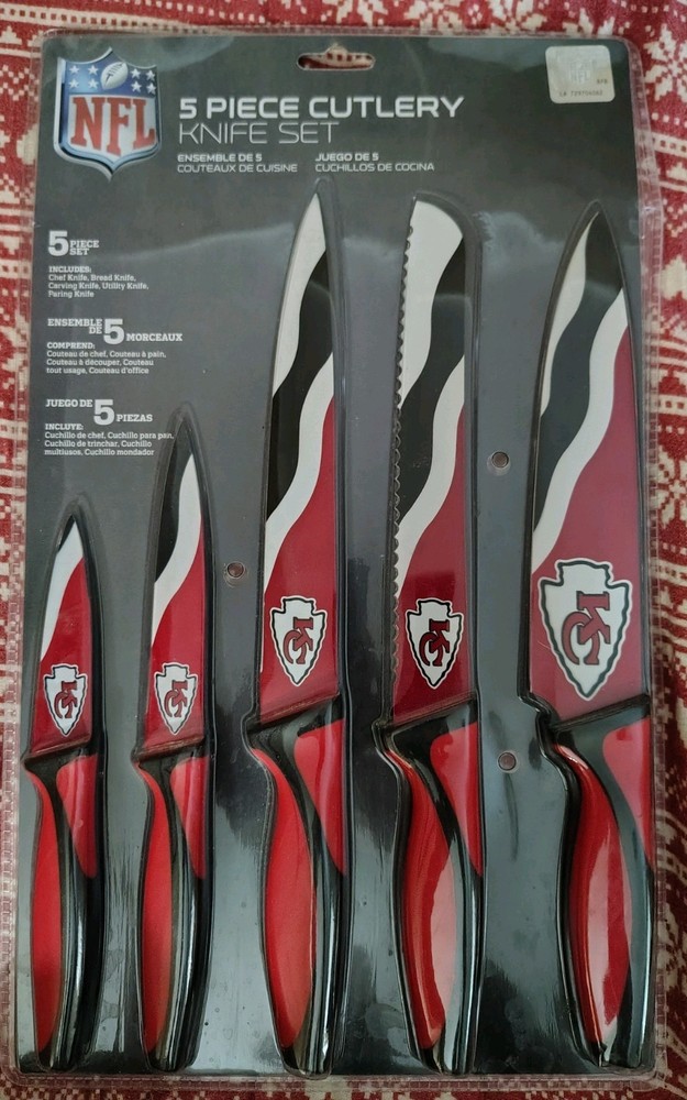 Sports Vault NFL Kansas City Chiefs Kitchen Knives Set of Five