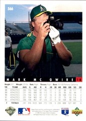 1993 Upper Deck GOLD HOLOGRAM #566 Mark McGwire OAKLAND ATHLETICS A&rsquo;s