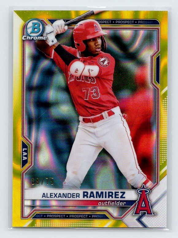 Alexander Ramirez 2021 Bowman Draft #BDC-110 Los Angeles Angels Yellow Lava /75