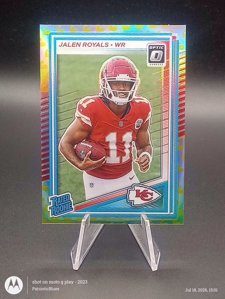 2025 Donruss Optic Jalen Royals #251 Flex Emoji Jersey # Match #11/199 Chiefs RC