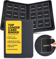 9 Pocket Top Loader Binder – Holds 252 Toploaders – Archival Safe Ringless Zippe