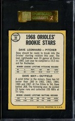 1968 TOPPS #56 DAVE LEONHARD/DAVE MAY SGC 9 (RC) ORIOLES *DS13173
