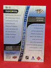 2023-24 Synergy Synergistic Duos #SD-12 Juuse Saros / Pekka Rinne /599 BLUE