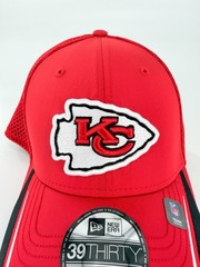 Kansas City Chiefs New Era Hat Cap Linear 39Thirty SZ M/L Stretch Fit Red NWT