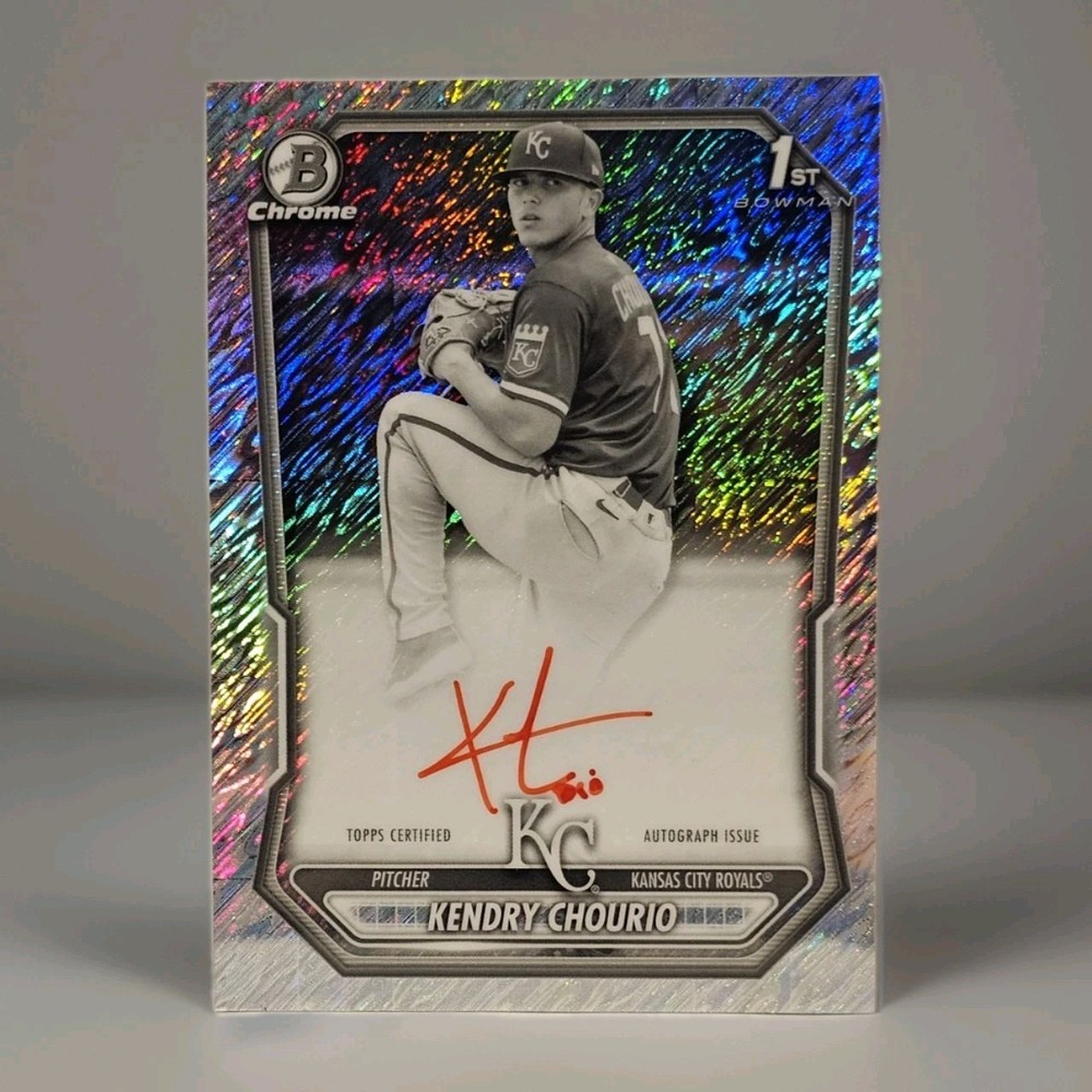 2026 Bowman Kendry Chourio 1st Bowman Auto Black And White Shimmer Red Ink SSP