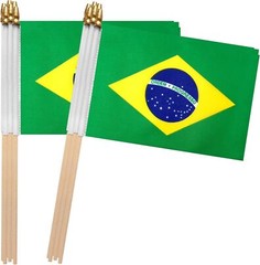 TSMD Brazil Stick Flag Brazilian Small Mini Hand Held Flags,5×8