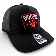 &rsquo;47 Brand Worcester WooSox MiLB Black Squad Mesh Trucker Snapback Adjustable Hat