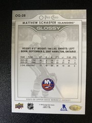 2025-26 Upper Deck Series 2 – Matthew Schaefer #OG-28 OPC GLOSSY (RC)