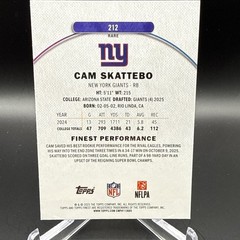 2025 Topps Finest Cam Skattebo Rare #212 New York Giants RC