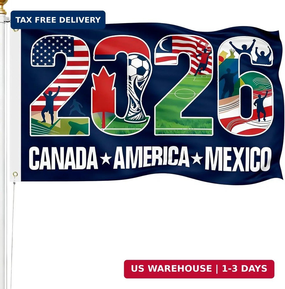 World Soccer Cup Flag 2026 American Canada Mexico Football Supporters Banner, 5×