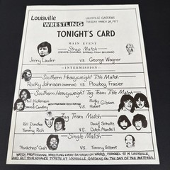 1977 Louisville Gardens Wrestling Program Jerry Lawler Rocky Johnson Tommy Rich