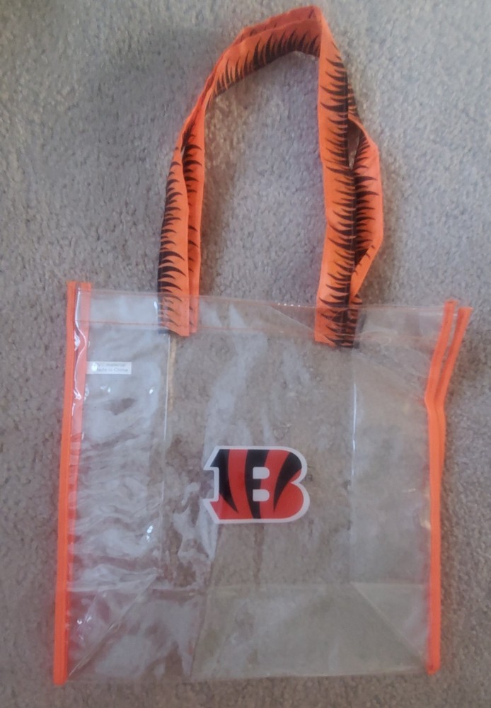 Cincinnati Bengals Clear Stadium Tote w/bonus Headband/Neckwrap 12x12x6 NWOT