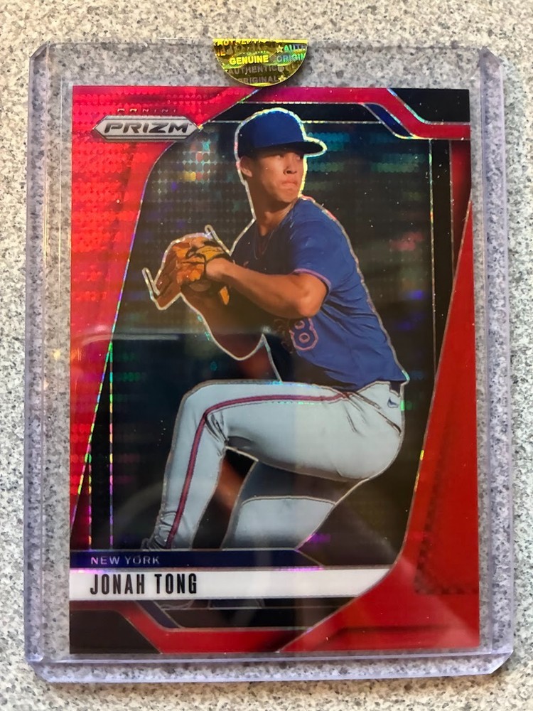 2025 Panini Prizm Jonah Tong #284 Red Pulsar Prizm /399 – New York Mets
