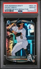 2025 BOWMAN DRAFT CHROME-BLACK REFRACTOR #BDC-28 GAVIN TURLEY 6/10 PSA 10