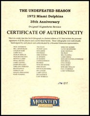 1972 Dolphins Perfect Season Team Auto Lithograph Photo 40+ Sigs Shula, Griese #
