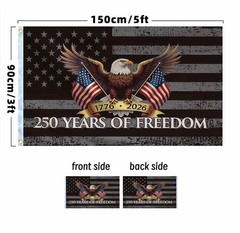 250 Years of Freedom American Flag 3×5 Ft,250th 36 inches by 60 inches, Black