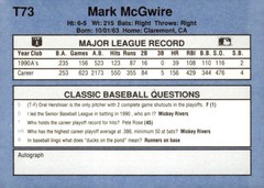 1991 Classic I #T73 Mark McGwire