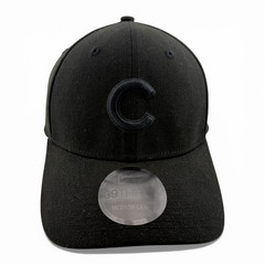 New Era Chicago Cubs MLB All Blackout Blacked Out Logo 39Thirty Flex Fit Hat Cap