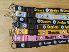 NFL Pittsburgh Steelers Lanyard Key Ring Keychain ID Holder Clip