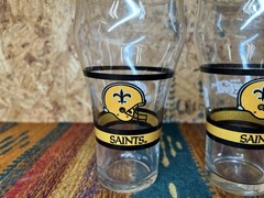 Pair Of 2 Orleans Saints Coca-Cola Soda Glass NFL Football Vintage COKE