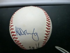 Hank Aaron & Al Downing Signed National League Baseball with Case & COA