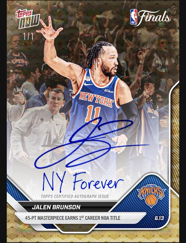 2026 Jalen Brunson NBA Topps NOW® Card 340 NBA FINALS MVP CHAMPIONS PRESALE GAME