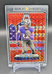 DERRICK HENRY RED REFRACTOR FLAG INSERT WITH CASE NFL BALTIMORE RAVENS