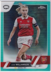 2022-23 Leah Williamson #6 Aqua PRIZM Topps Chrome UEFA Women ARSENAL