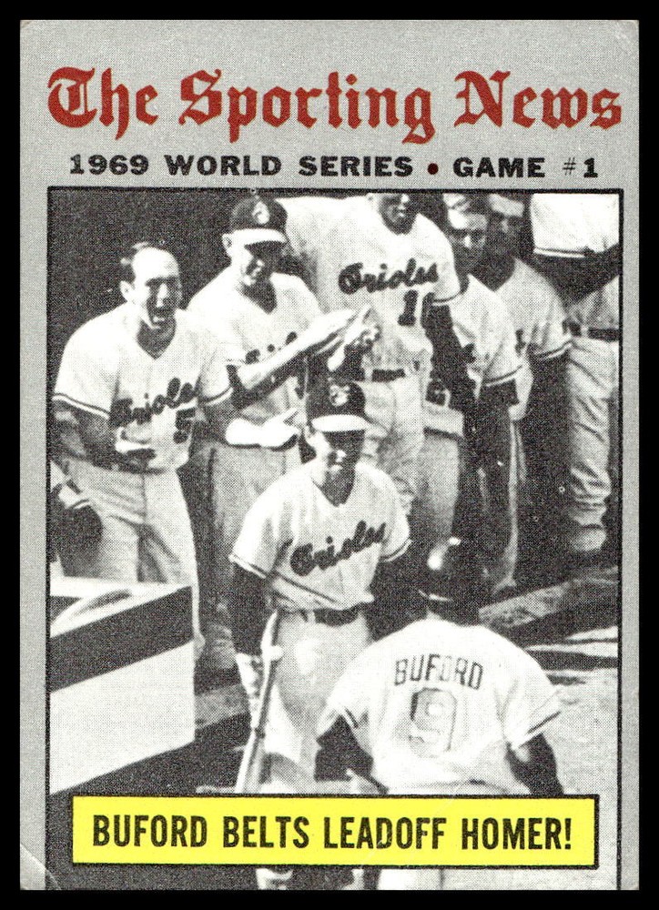 1970 Topps #305 World Series Game 1 Buford Belts Leadoff Homer WS VG-VGEX Crease