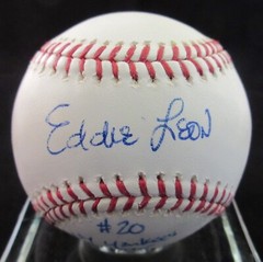 Eddie Leon NY Yankees 1975 Signed ML Baseball – Beckett BAS