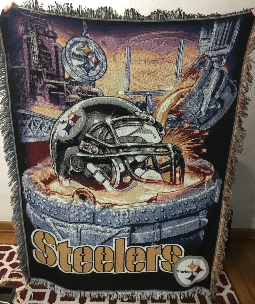 NFL Pittsburgh Steelers Molten Steel Woven Tapestry Throw Blanket Northwest Co.