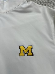 Michigan Wolverines Sweater Mens Medium Peter Millar White Quarter Zip *