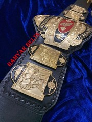 NWA Western States Championship Belt ,4mm Zinc, Gold Plated, Cow Leather strap