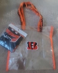Cincinnati Bengals Clear Stadium Tote w/bonus Headband/Neckwrap 12x12x6 NWOT