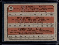 Red Sox 1972 Rookie Stars Mike Garman Cecil Cooper Carlton Fisk Topps #79 B VG