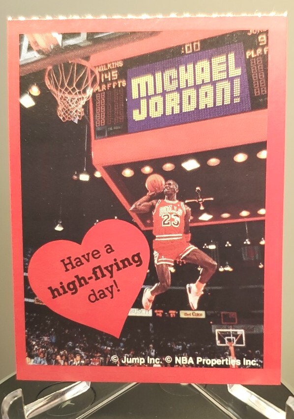 Michael Jordan Valentines Card. Have A High-Flying Day. Blank Back Perforated