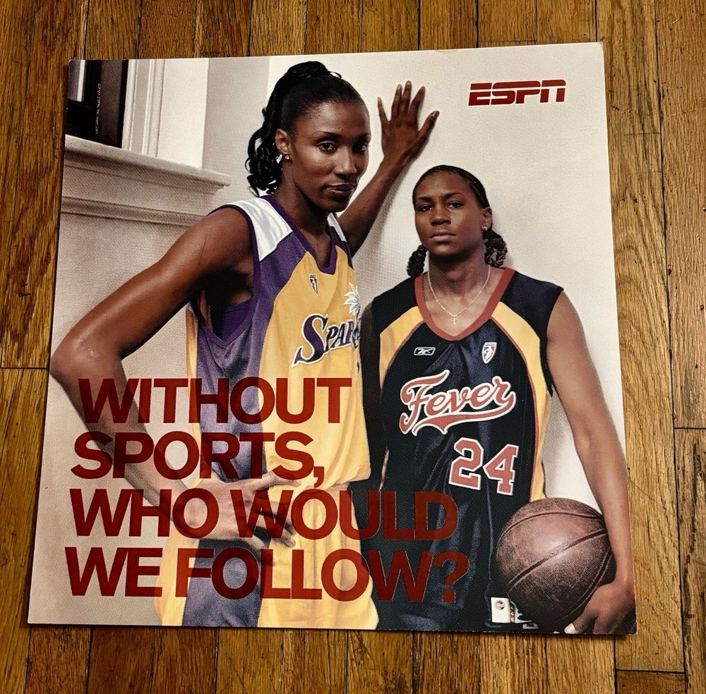 Vintage ESPN WNBA Lisa Leslie Tamika Catchings NYC SUBWAY POSTER RARE LA SPARKS
