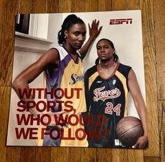 Vintage ESPN WNBA Lisa Leslie Tamika Catchings NYC SUBWAY POSTER RARE LA SPARKS