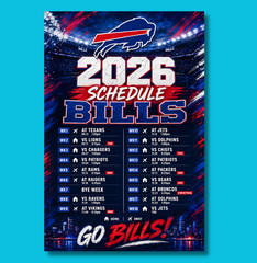 Buffalo Bills Schedule 2026-2027 Magnet (5 x 7 inches) High Def
