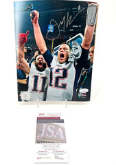 JULIAN EDELMAN NEW ENGLAND PATRIOTS SIGNED 8X10 PHOTO JSA WITNESS COA SB CHAMPS!