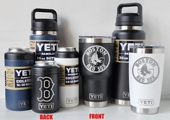 BOSTON RED SOX YETI Laser Engraved Tumblers, Can Colsters, and Bottles