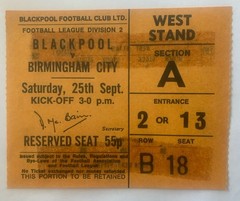 Blackpool v Birmingham City 25th September 1971 Ticket Stub